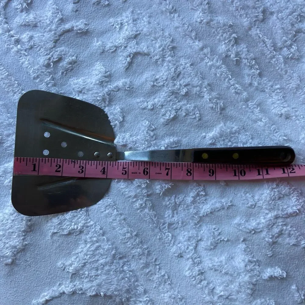 VTG ROBINSON STAINLESS STEEL USA Extra Wide Kitchen Spatula Wooden Handle 12